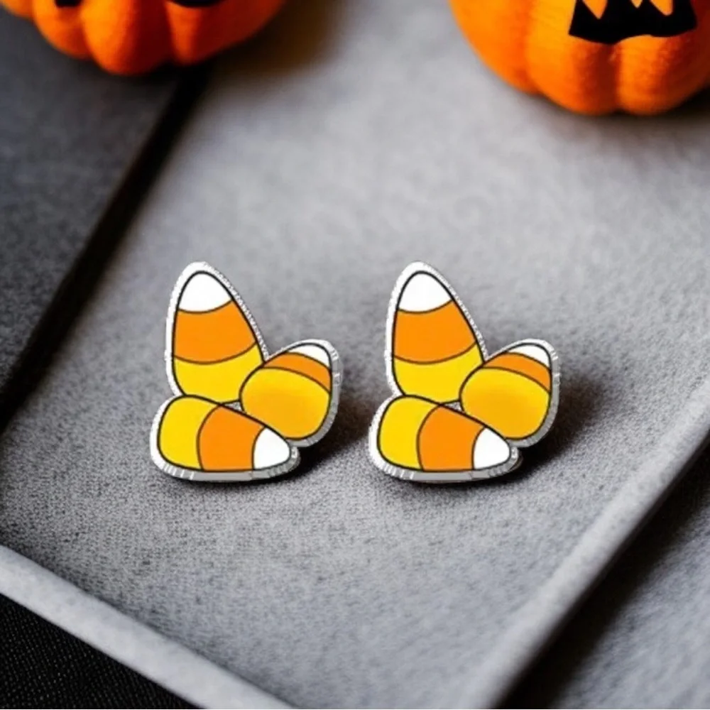 Boo-tiful Candy Corn Stud Earrings - Handmade Halloween Delight! 🎃 NWT Studs